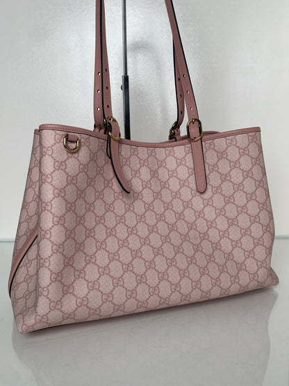 Gucci Pink GG Emblem Medium Tote Bag GHW