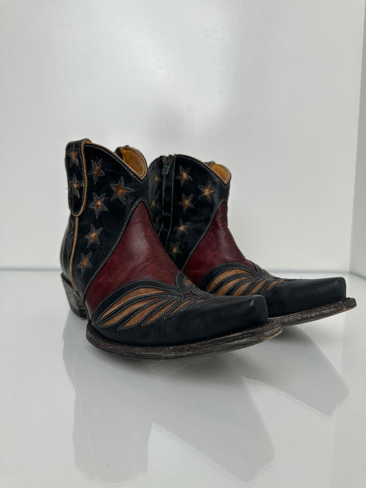 Old Gringo Black & Red Star Cowboy Booties, 11