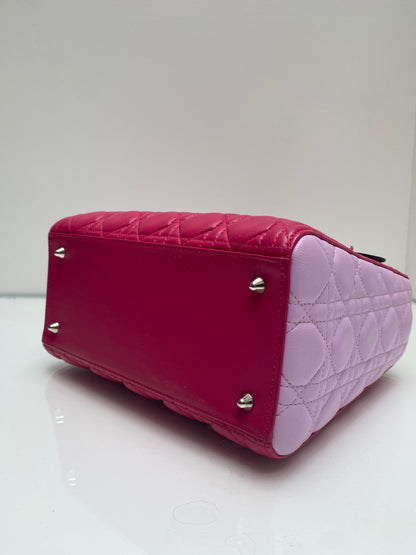 Christian Dior Pink & Black Medium Lady Dior Bag SHW