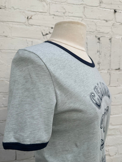 Celine Light  Blue & Navy Retro Logo T Shirt, M