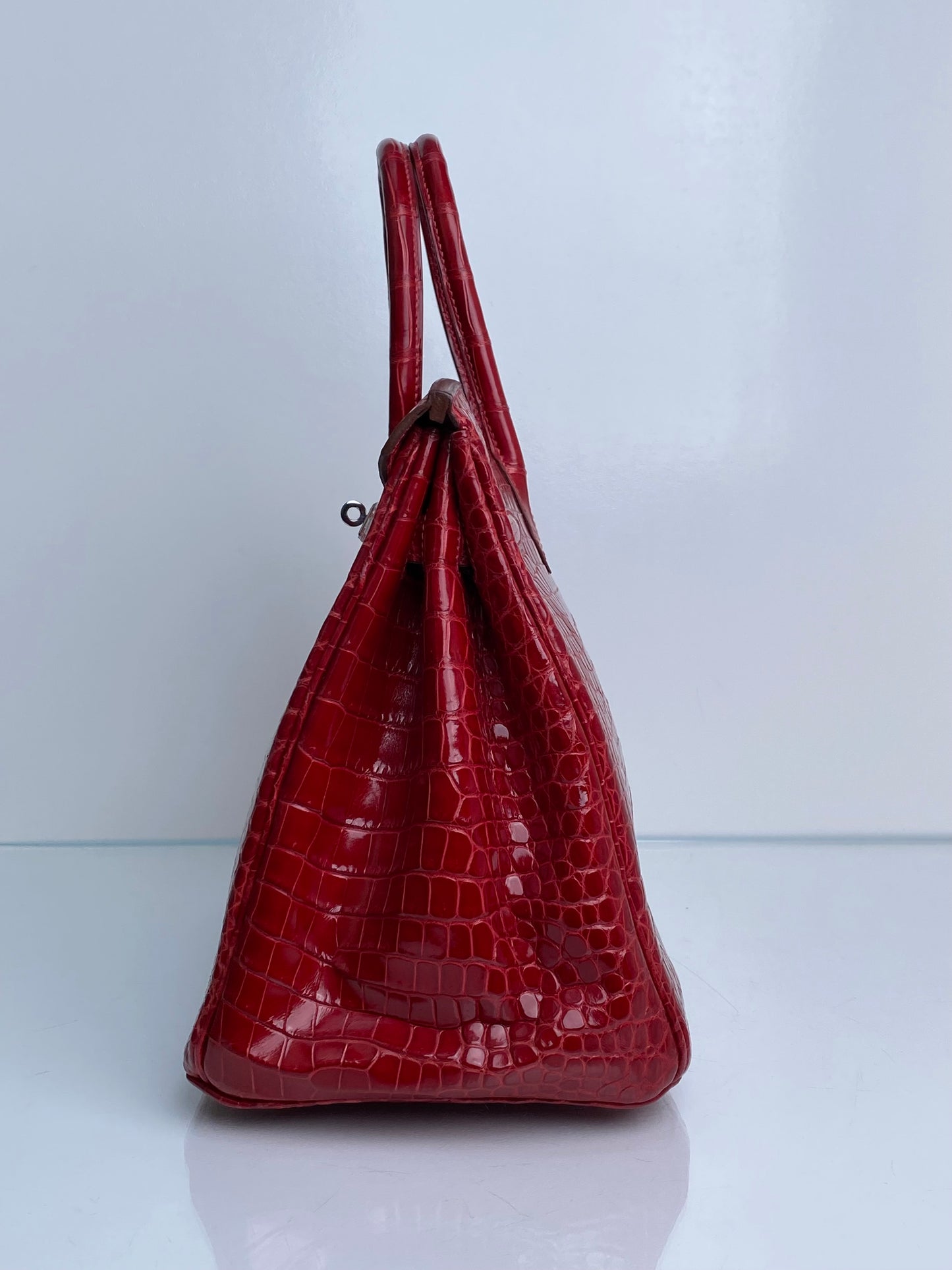 Hermes Birkin 35 Braise Shiny Porosus PHW #O