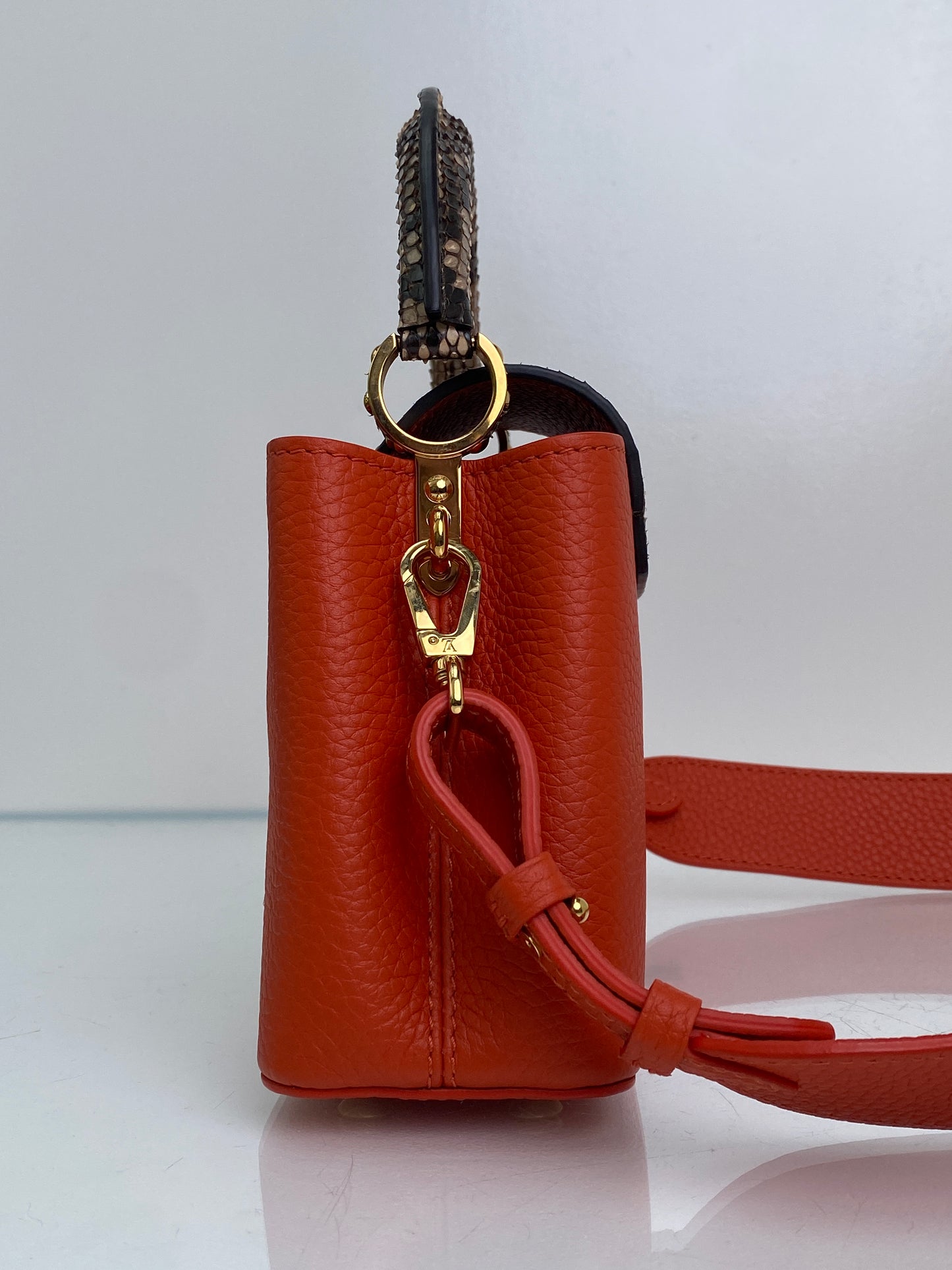Louis Vuitton Orange Python Capucine Bag GHW