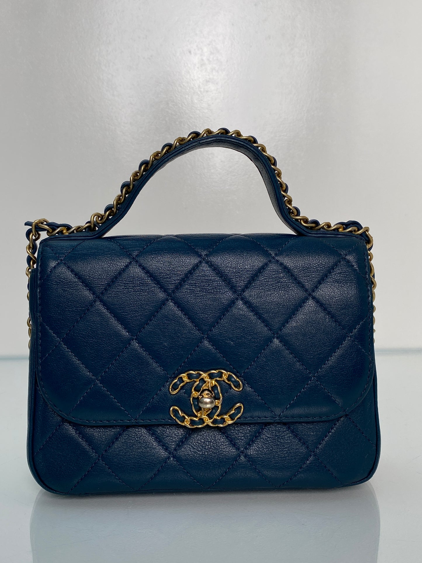 Chanel Teal Quilted Lamsbkin Infinity Top Handle Bag GHW #28