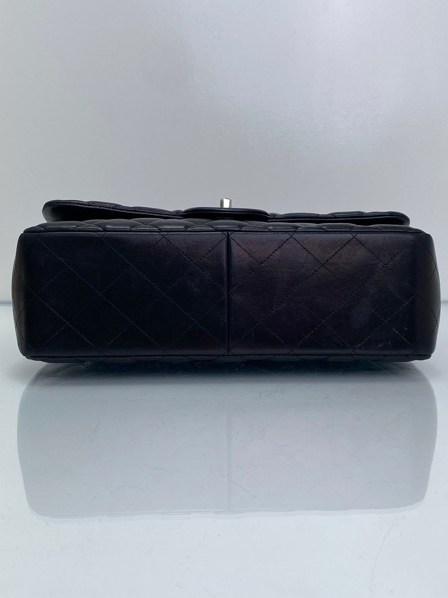 Chanel Black Quilted Lambskin Classic Double Flap Jumbo Bag GHW #17