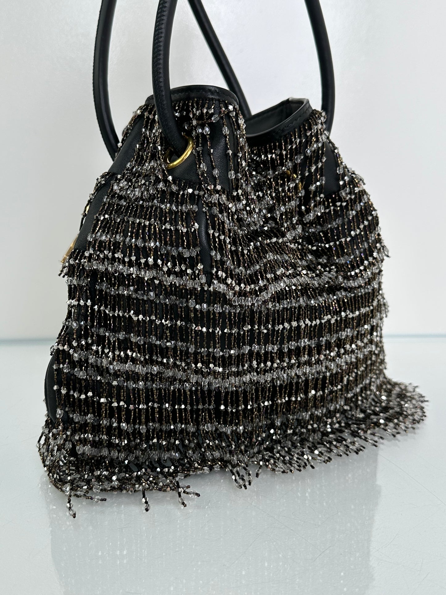 Dior Black & Crystal Tassel New Line A M Lambskin Bag GHW