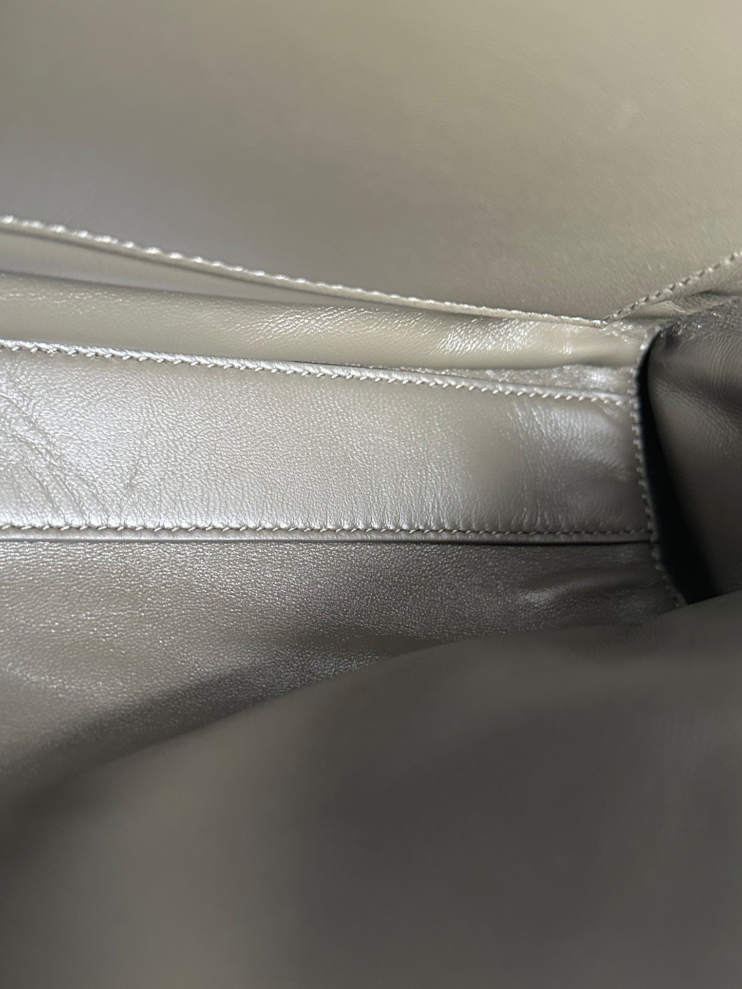 Saint Laurent Grey / Taupe Suede Reversible Kate Bag GHW