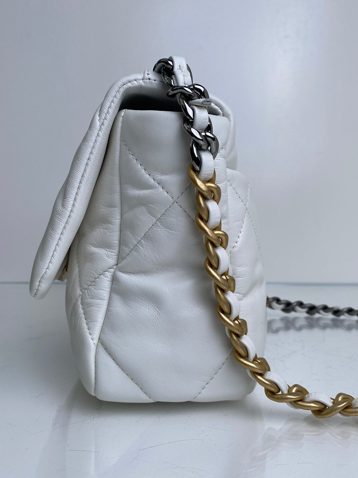 Chanel White Calfskin Small 19 Bag TTHW #30