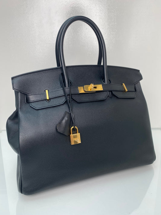 Hermes Birkin 35 Black Epsom GHW #X