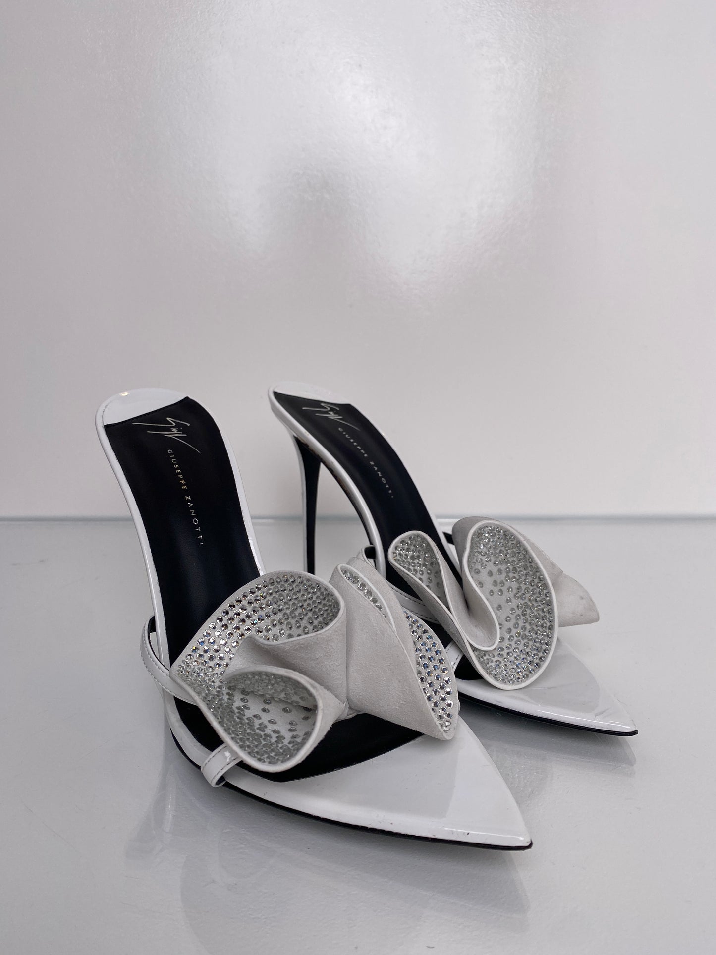 Giuseppe Zanotti White Rhinestone Heels,42