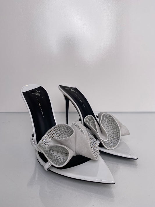 Giuseppe Zanotti White Rhinestone Heels,42