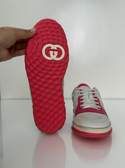 Gucci White & Pink GG Logo Sneakers, 39