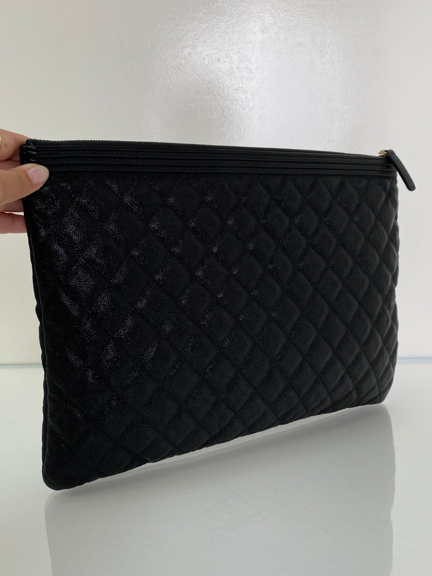 Chanel Black Boy Large O Pouch Bag GHW