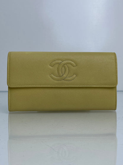 Chanel Vintage Timeless CC Yellow Cavair Wallet GHW #02