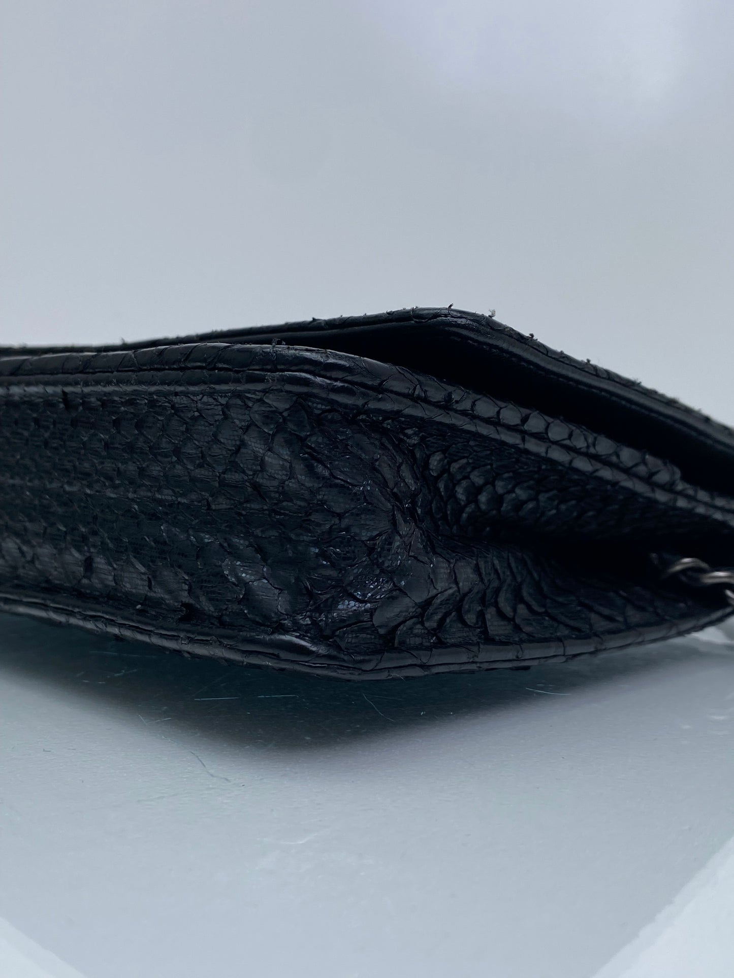 Chanel Reissue Black & Blue Python Wallet On Chain RHW