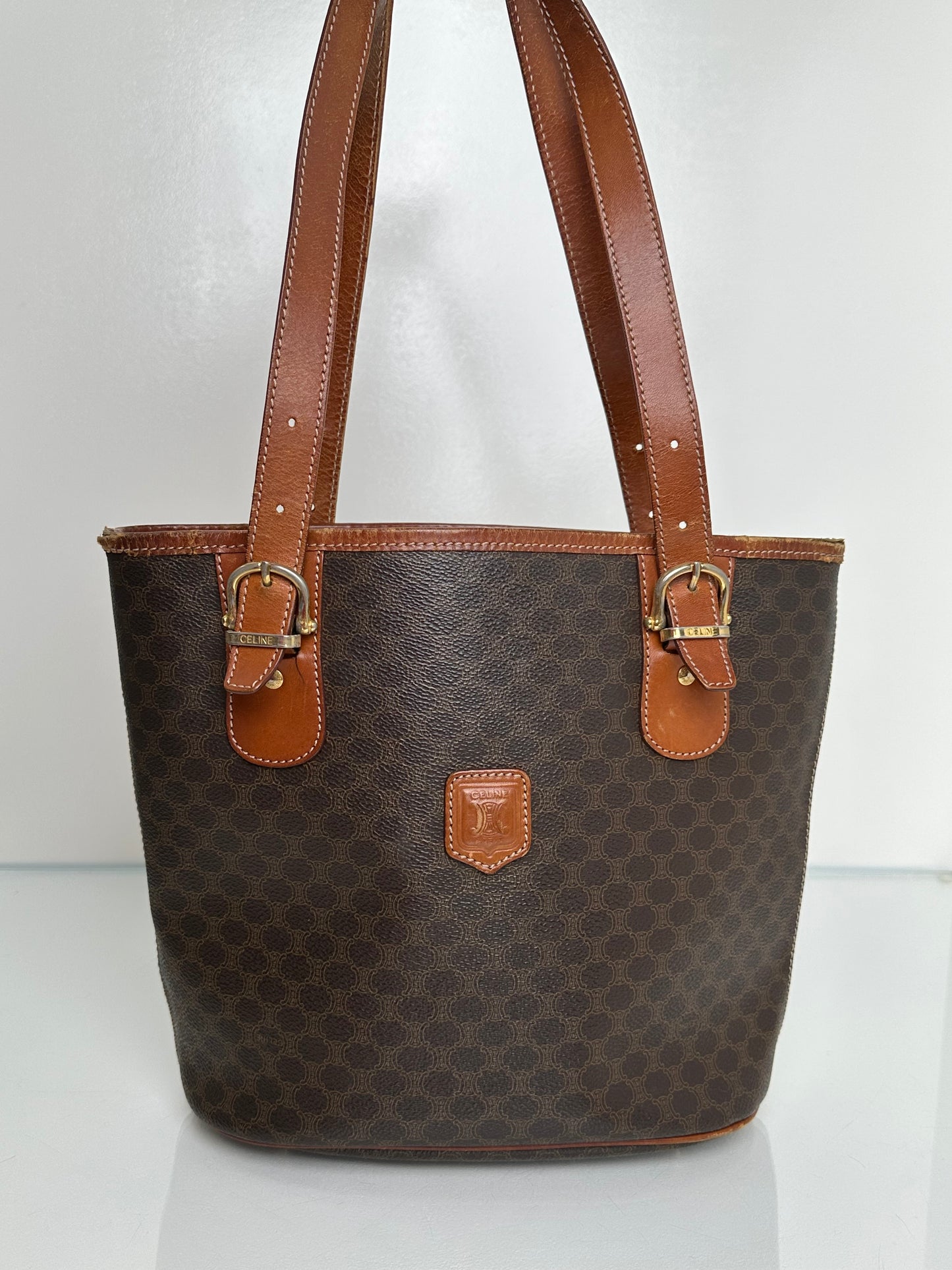 Celine Vintage Macadam Small Tote Bag GHW