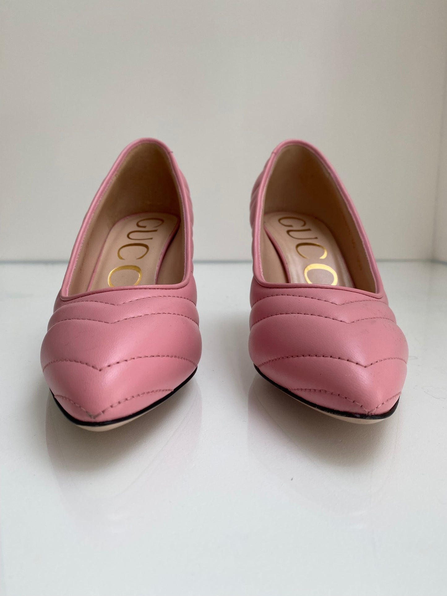 Gucci Pink Marmont Leather Heels, 35