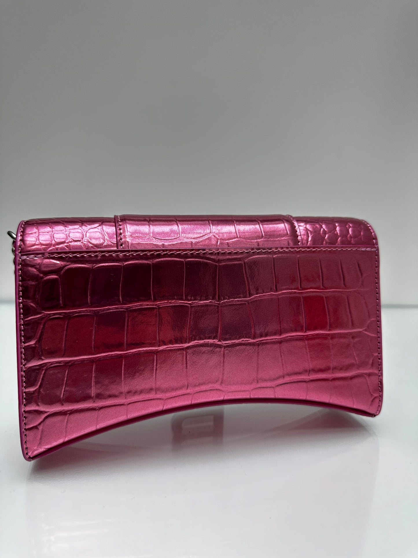 Balenciaga Pink Croc Embossed Crossbody