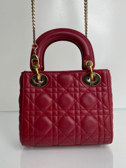 Dior Burgundy Mini Lady Dior Bag GHW