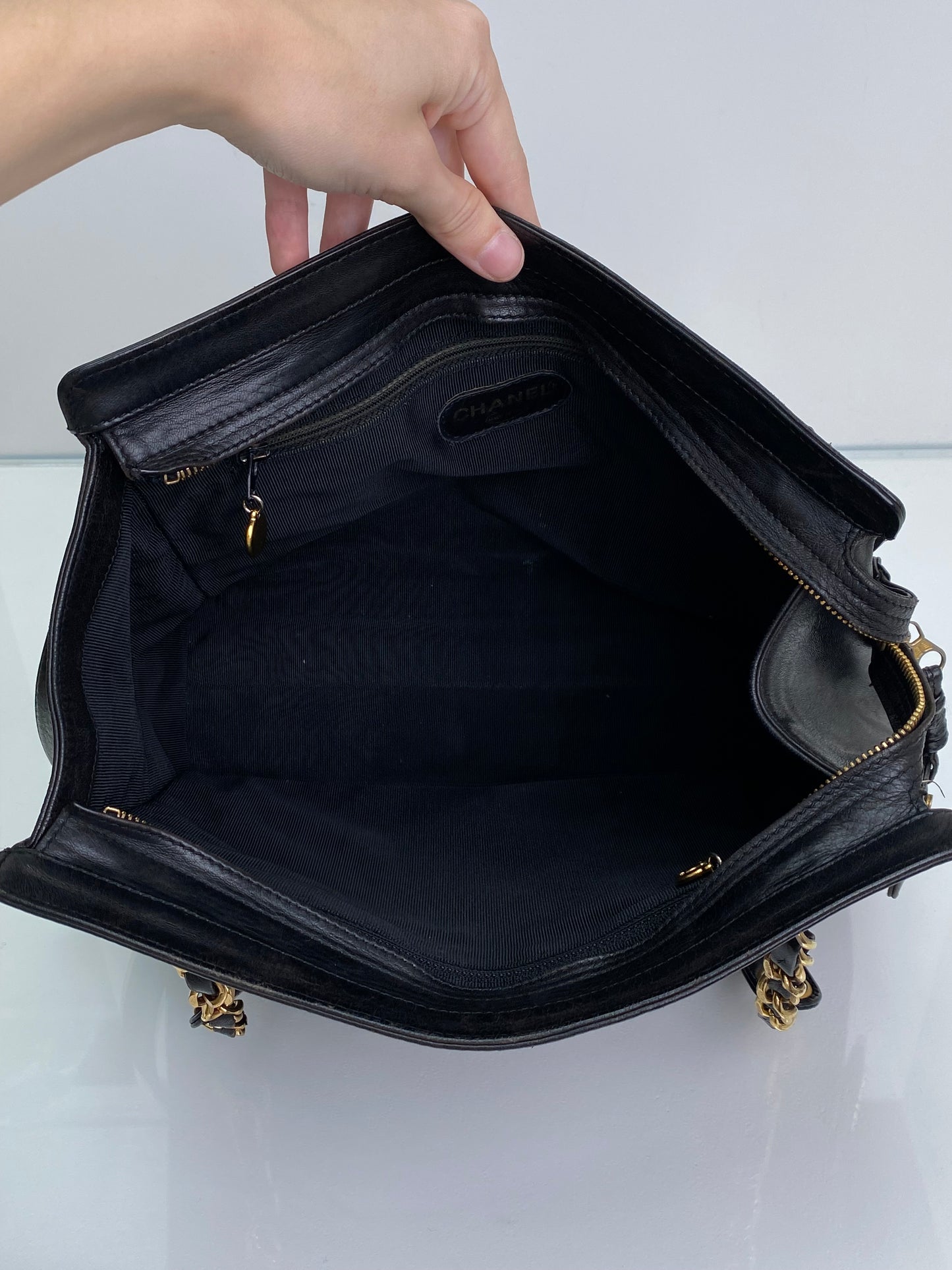 Chanel Vintage Black CC Timeless Square Tote GHW