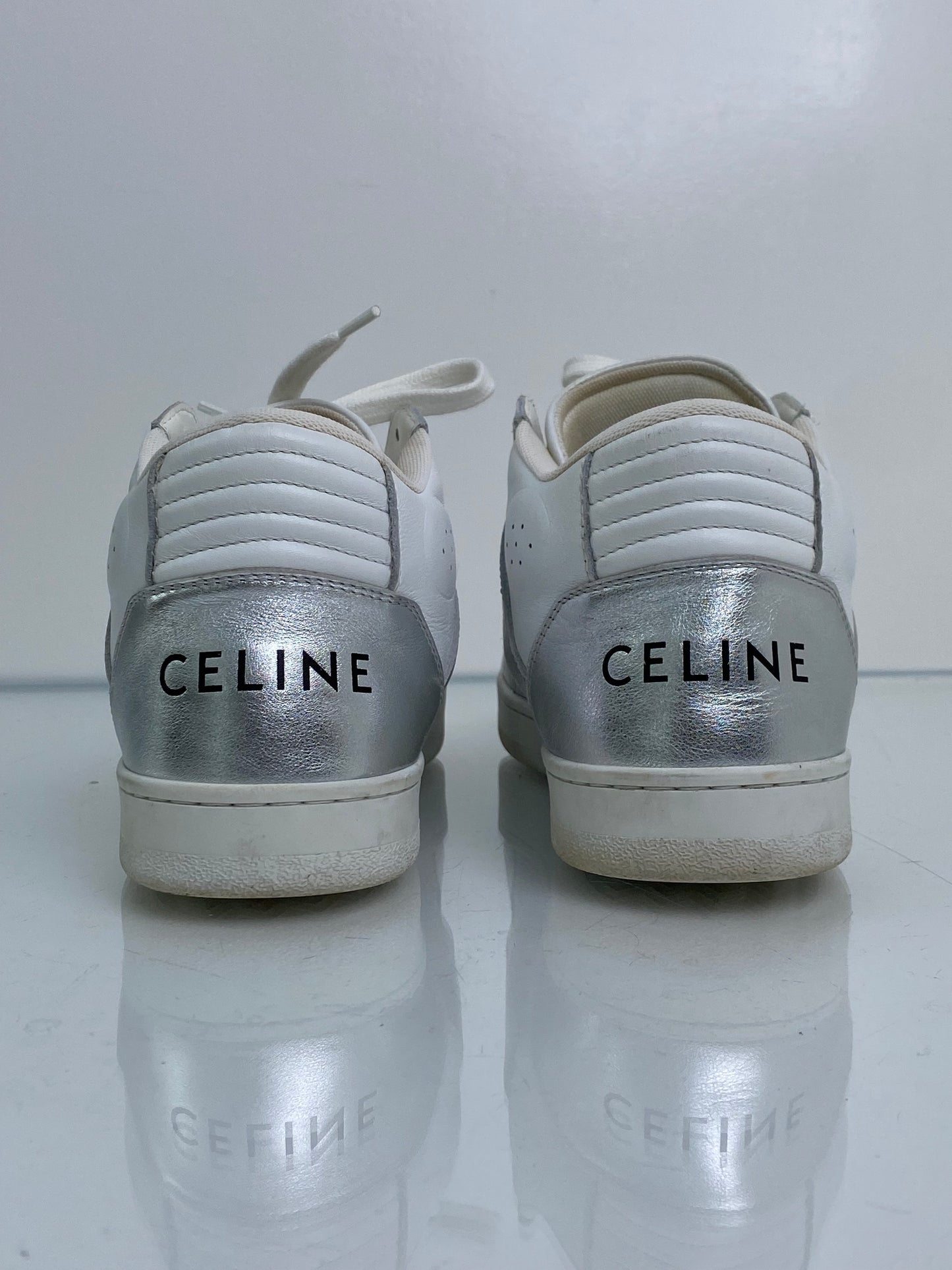 Celine CT-02 Silver Hightop Sneakers 39