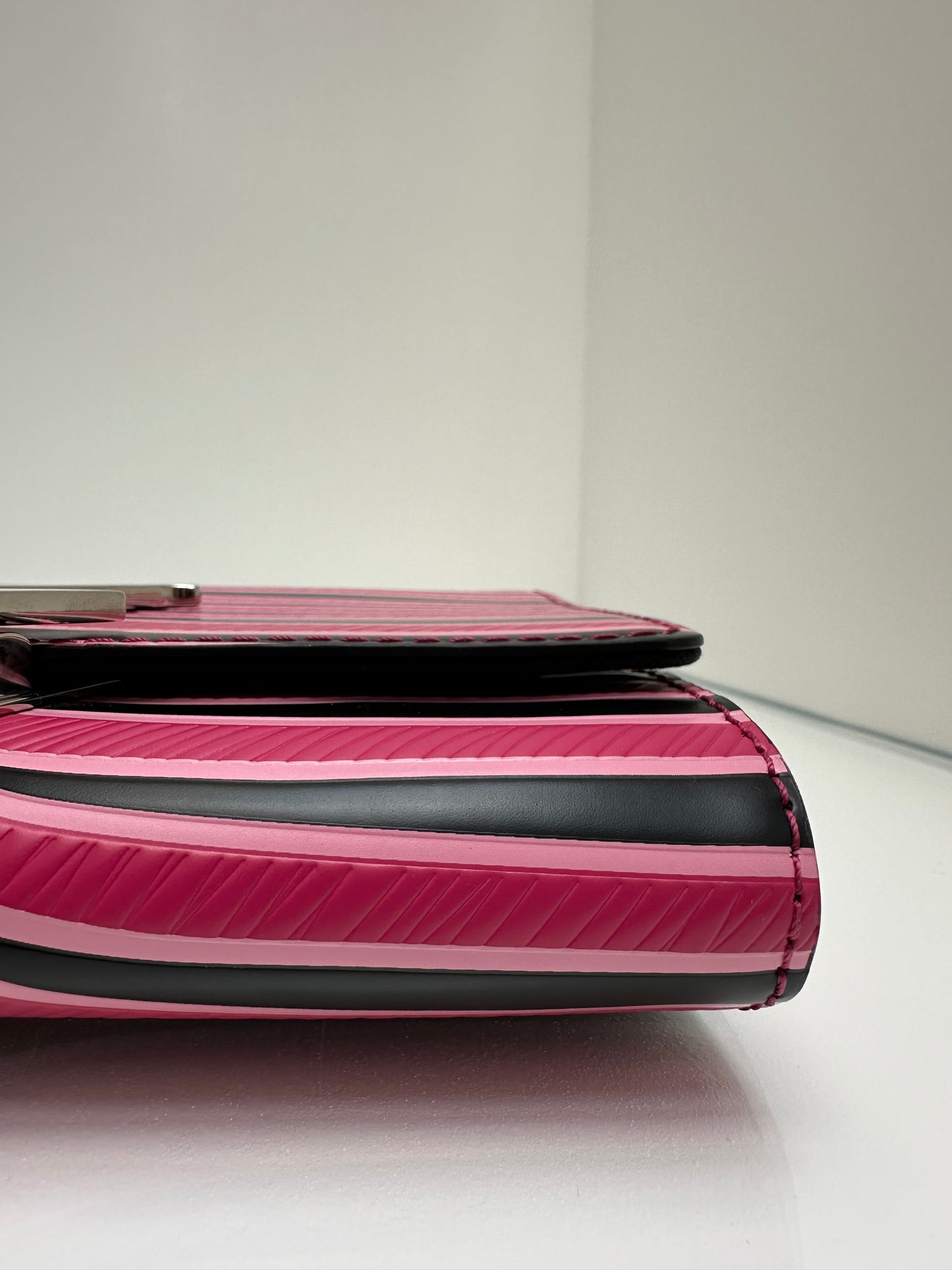 Louis Vuitton Pink & Black Leather Striped Crossbody Bag