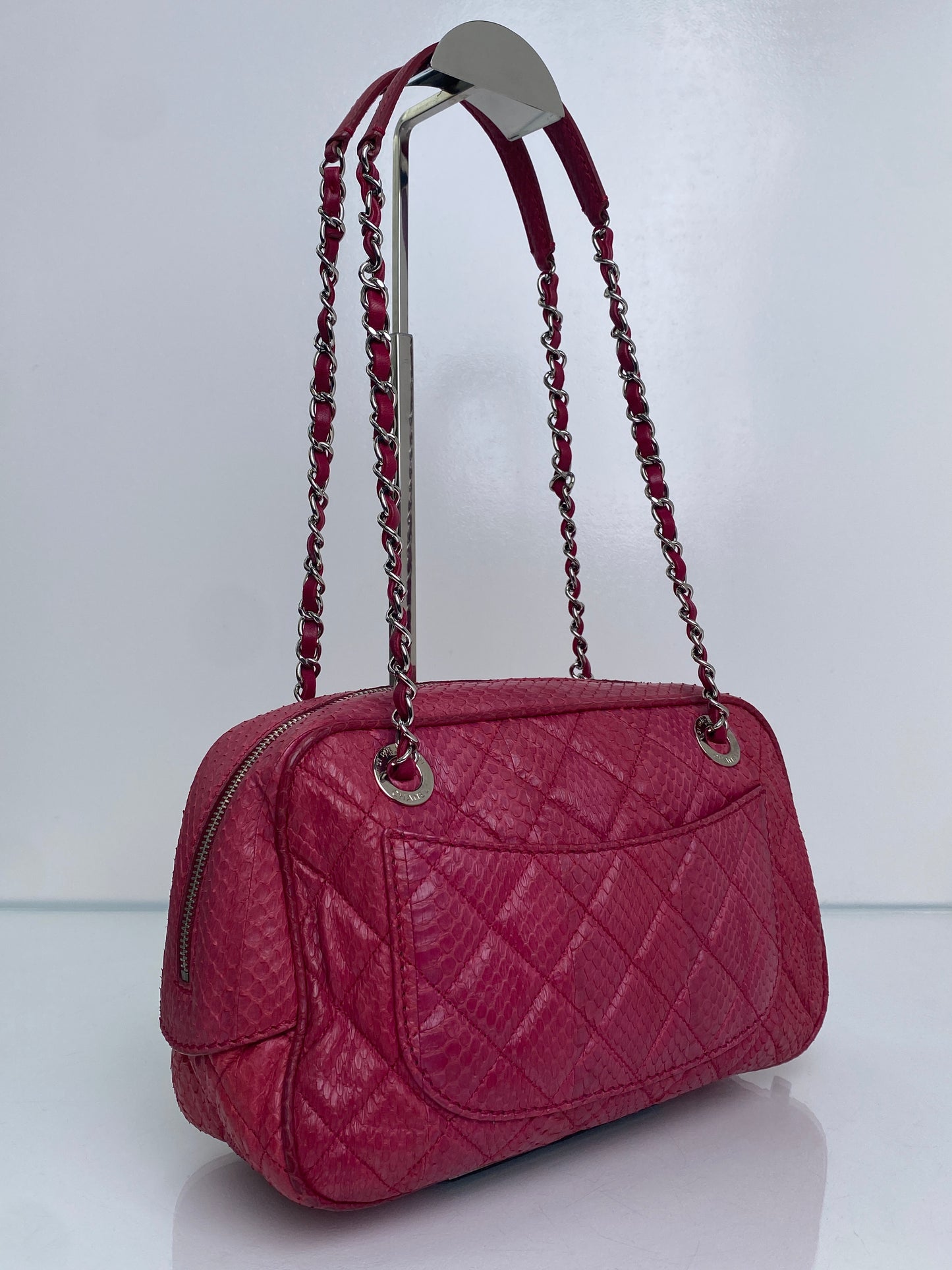 Chanel Pink Python Camera Shoudler Bag SHW