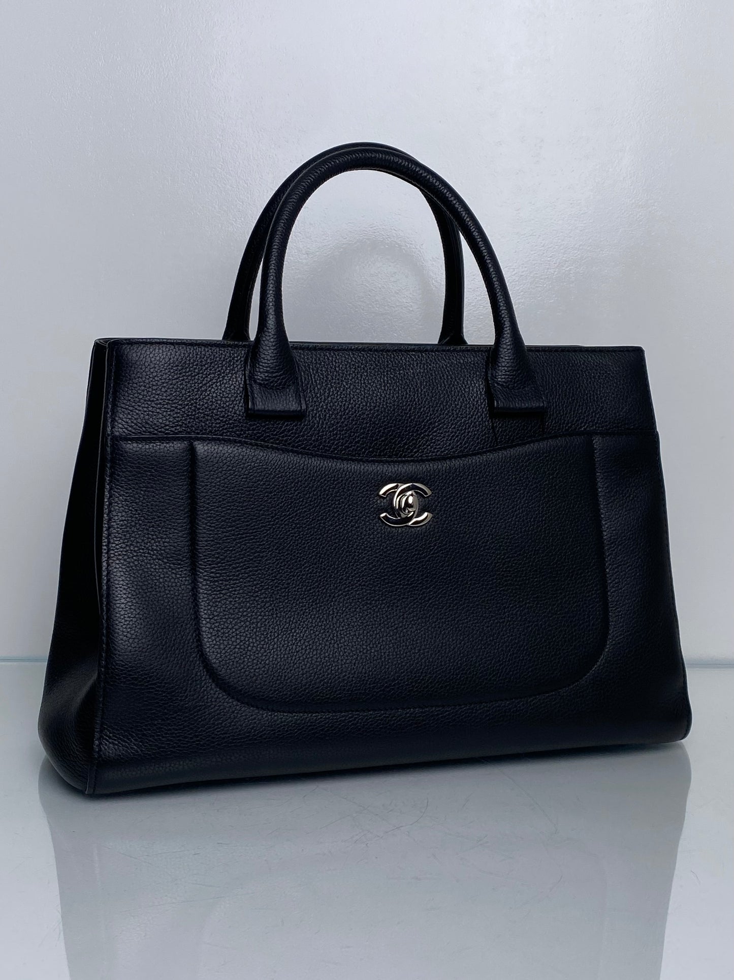 Chanel Executive Black Grained Calf Tote Bag SHW
