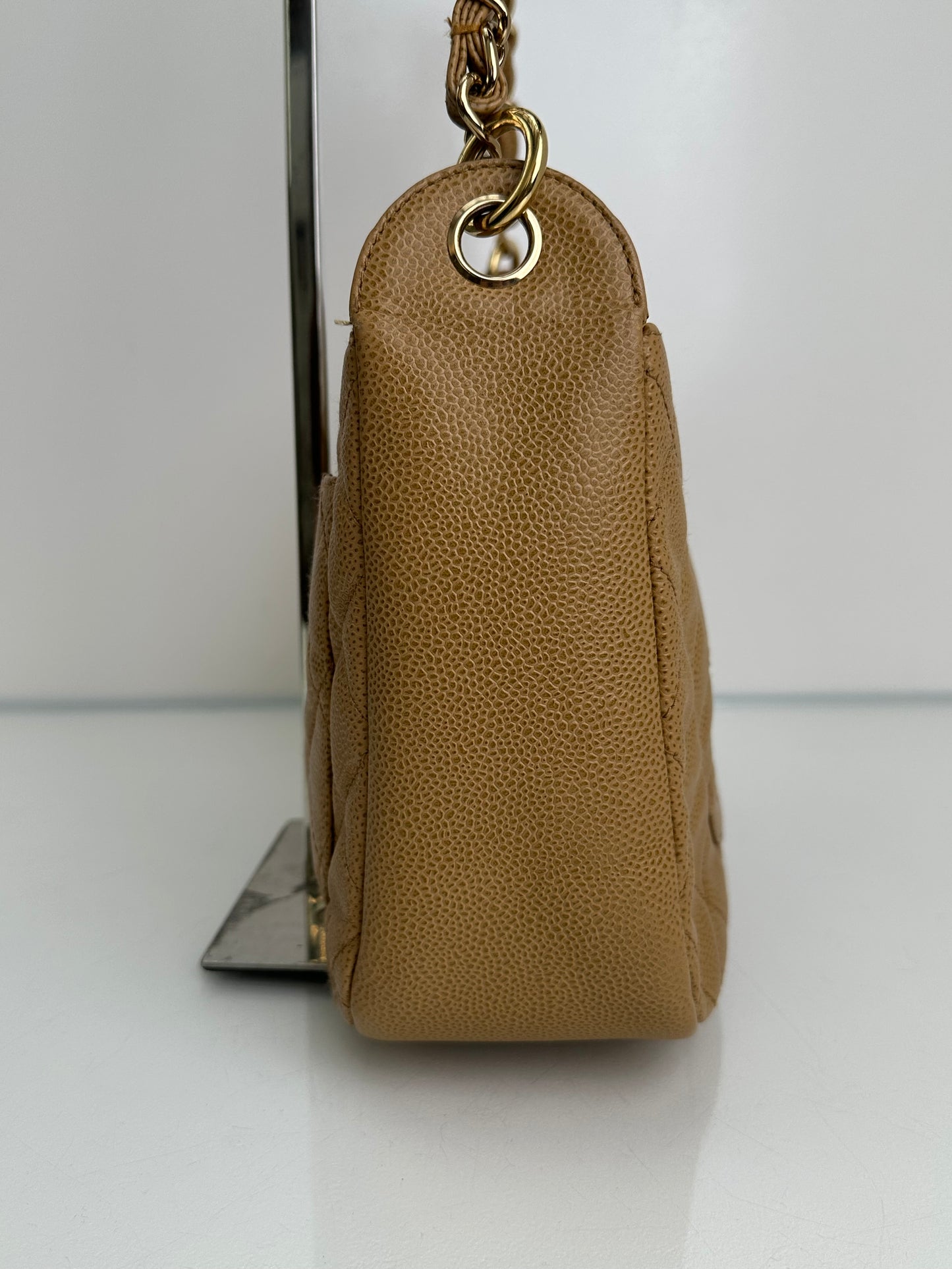 Chanel Vintage Beige Petite Calfskin Shopping Tote Bag GHW