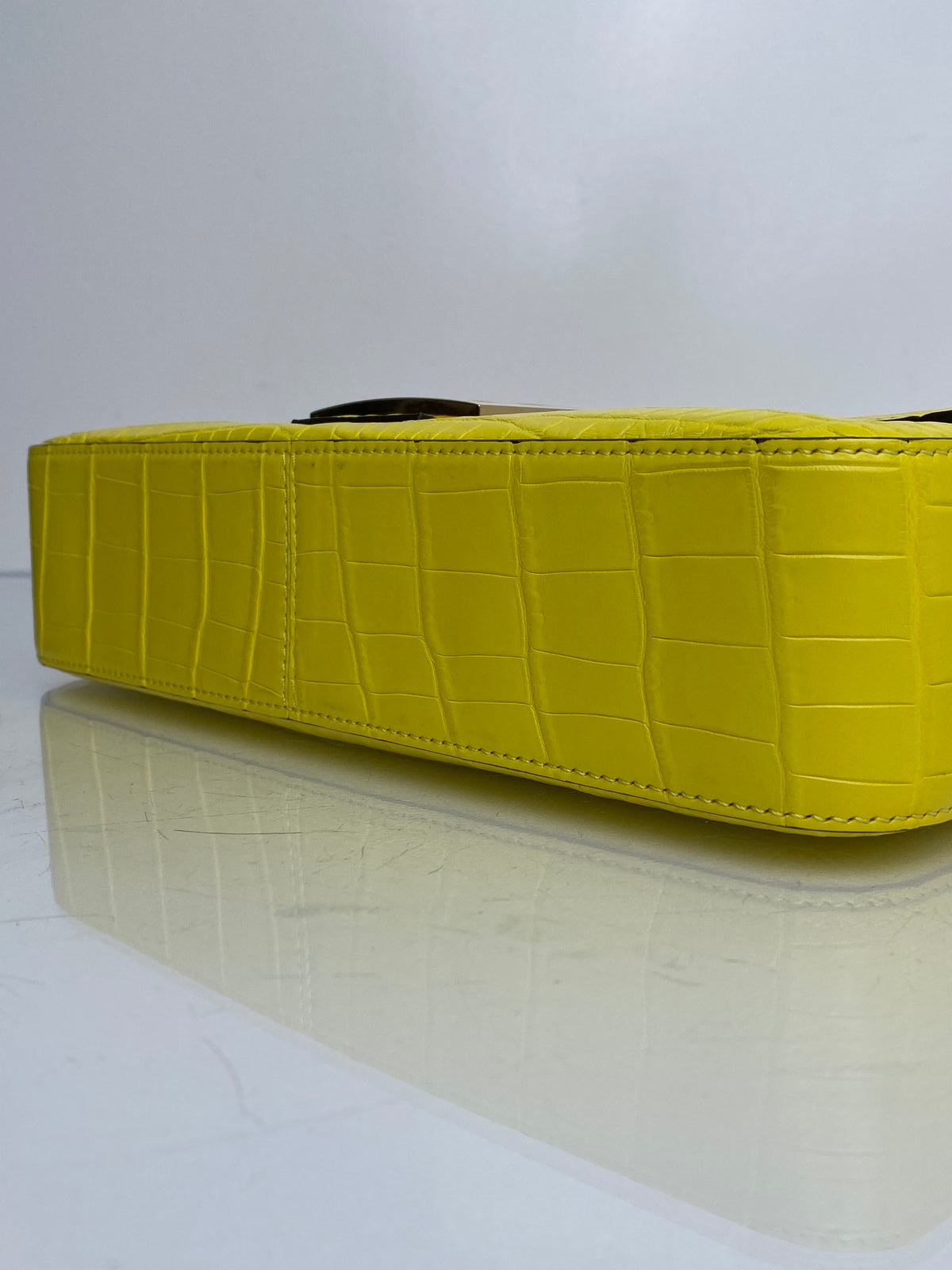 Fendi Yellow Croc Baguette Bag GHW