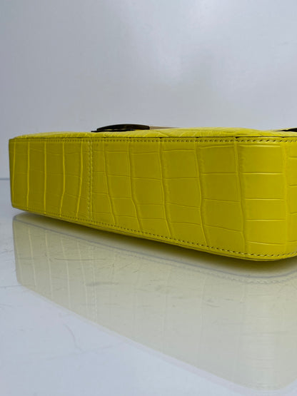 Fendi Yellow Croc Baguette Bag GHW