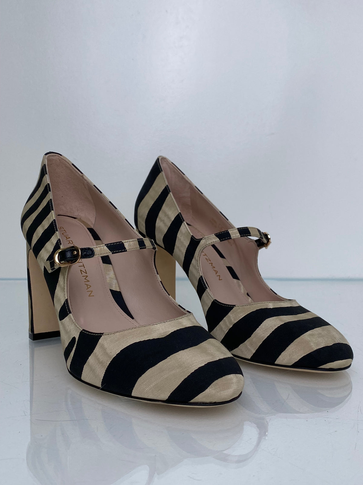 Stuart Weitzman Black & Tan Zebra Heels, 8B