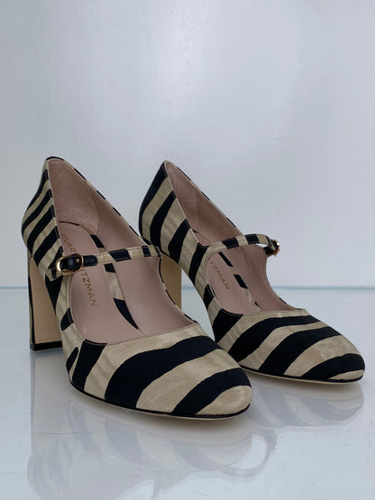 Stuart Weitzman Black & Tan Zebra Heels, 8B