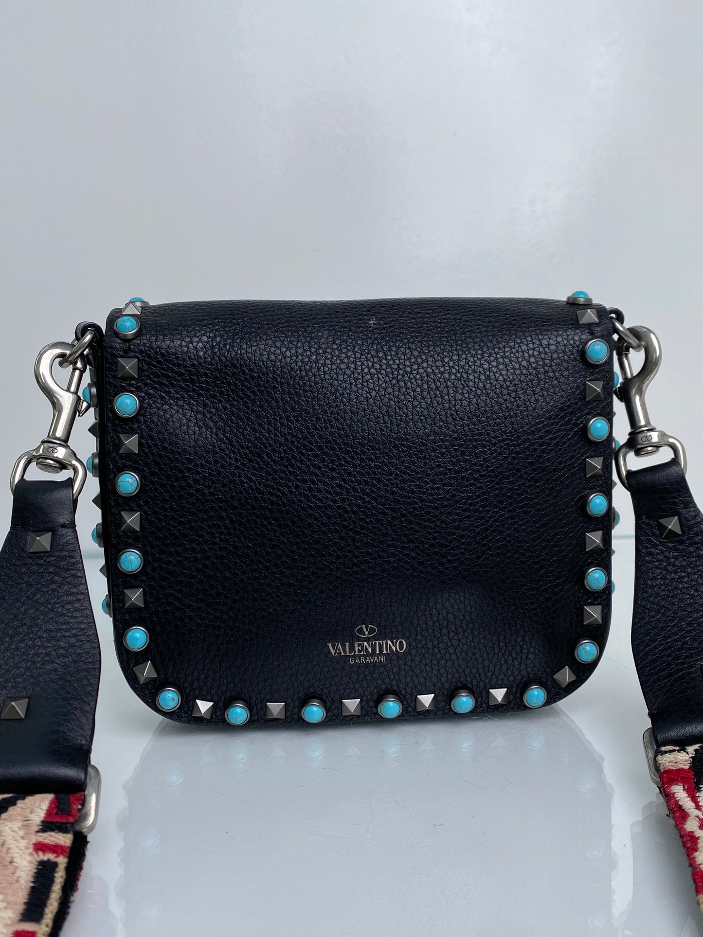 Valentino Black Turquoise/Ruthenium Rocksud Crossbody