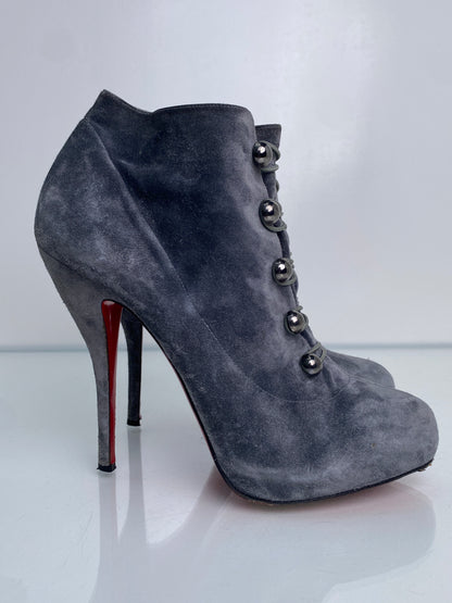 Christian Louboutin Grey Suede Booties, 41