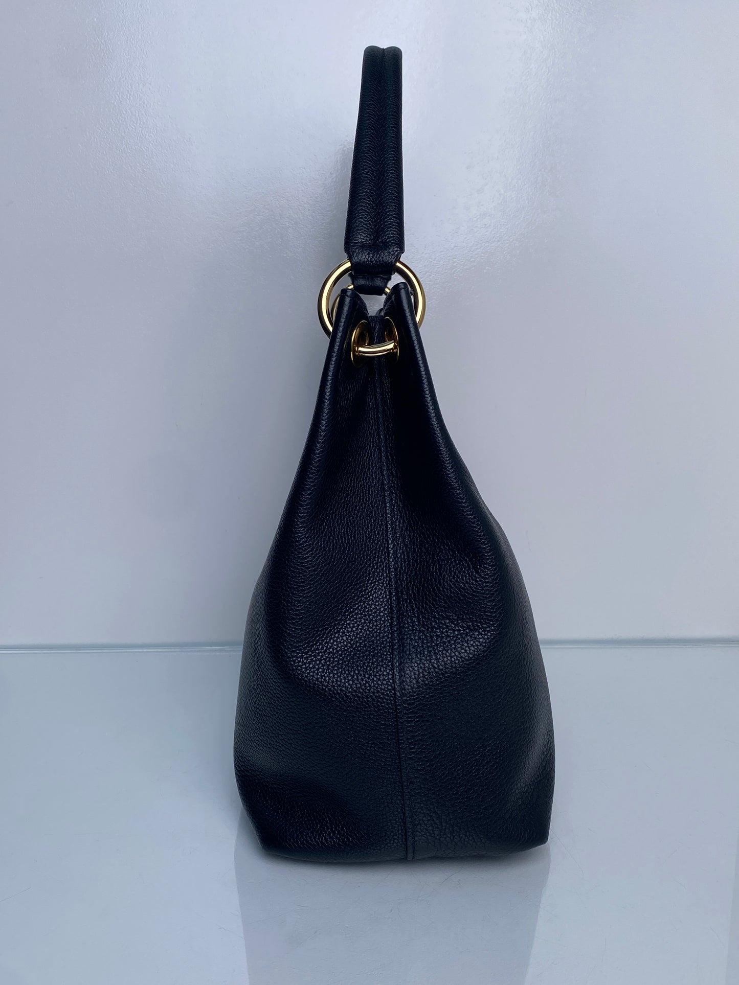 Prada Vitello Phenix Black Leather Hobo GHW