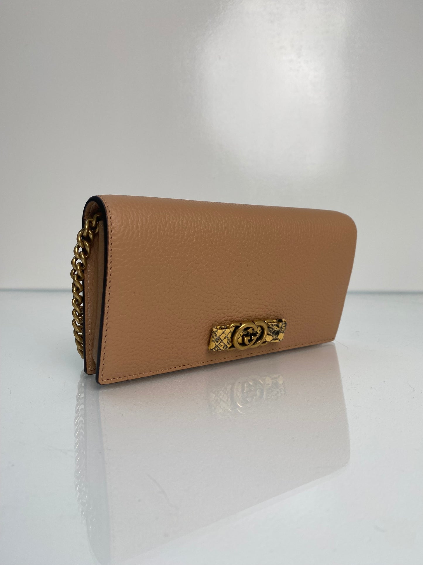 Gucci Light Pink/Beige Leather & Python GG Crossbody Bag