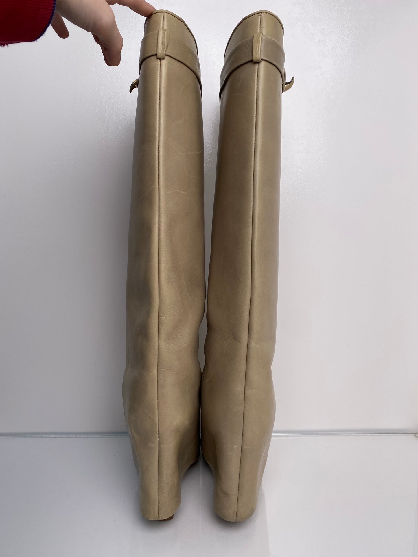 Givenchy Shark Lock Tan Leather Boots, 40