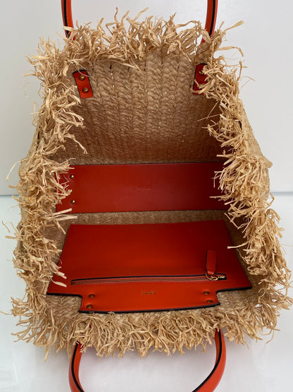 Versace Tan & Orange Raffia La Medusa Tote Bag GHW