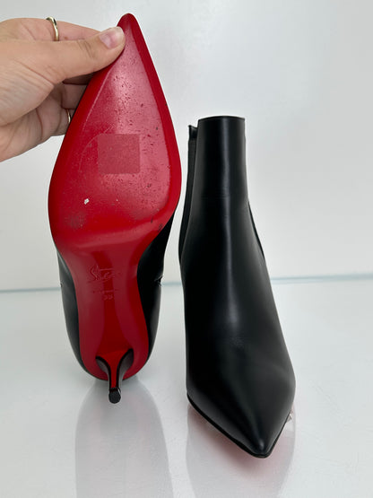 Christian Louboutin Black Pointed Toe Booties, 38