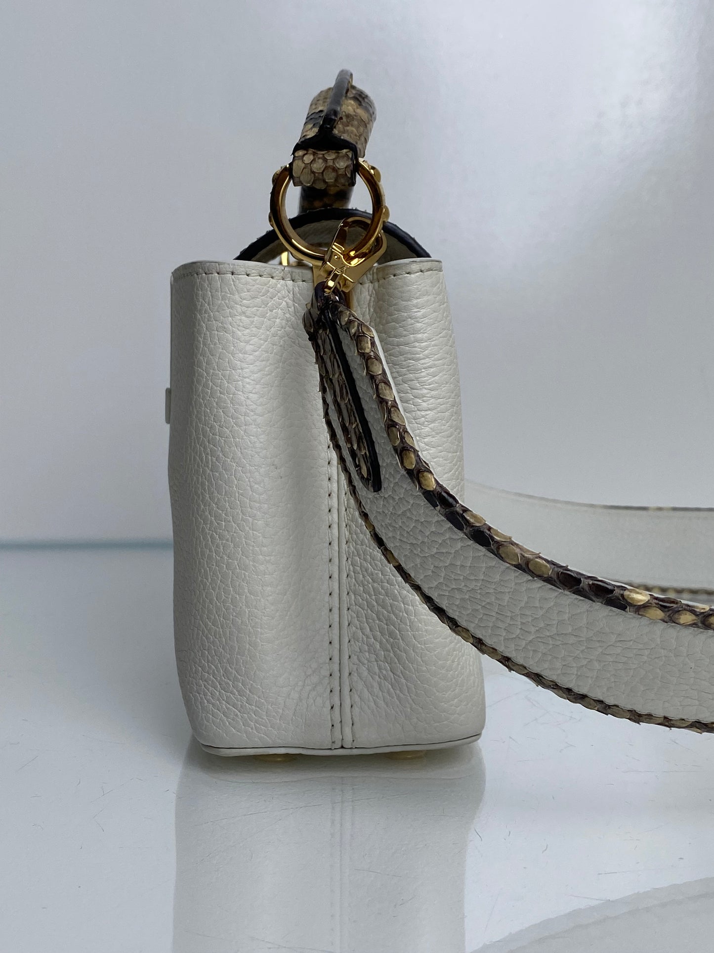 Louis Vuitton White / Snakeskin Capucine Bag GHW