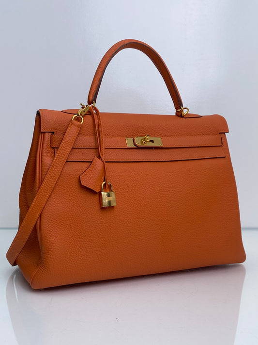 Hermes Kelly 35 Orange Togo GHW #Q