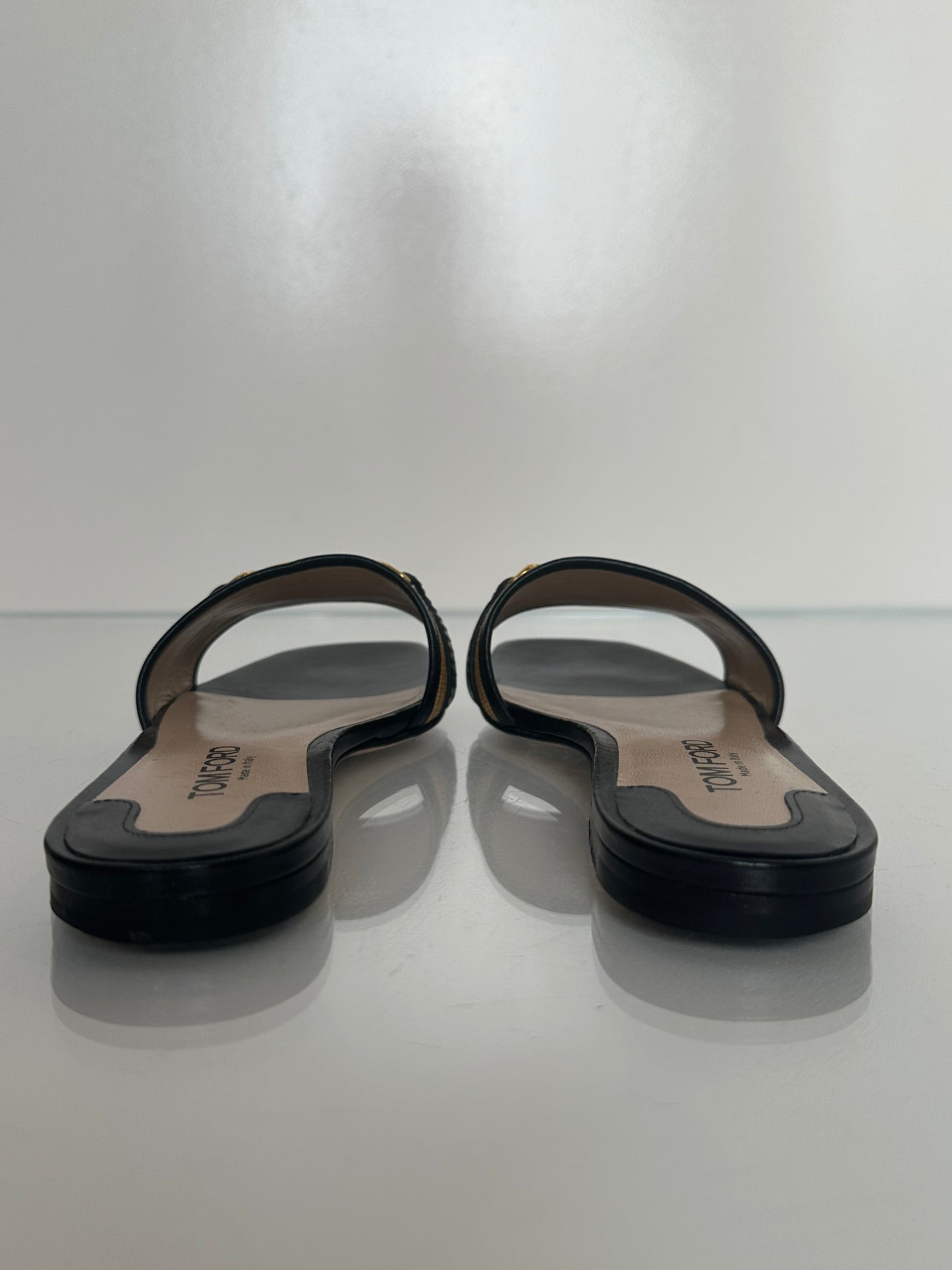 Tom Ford Black & Raffia Whitney Sandals, 37