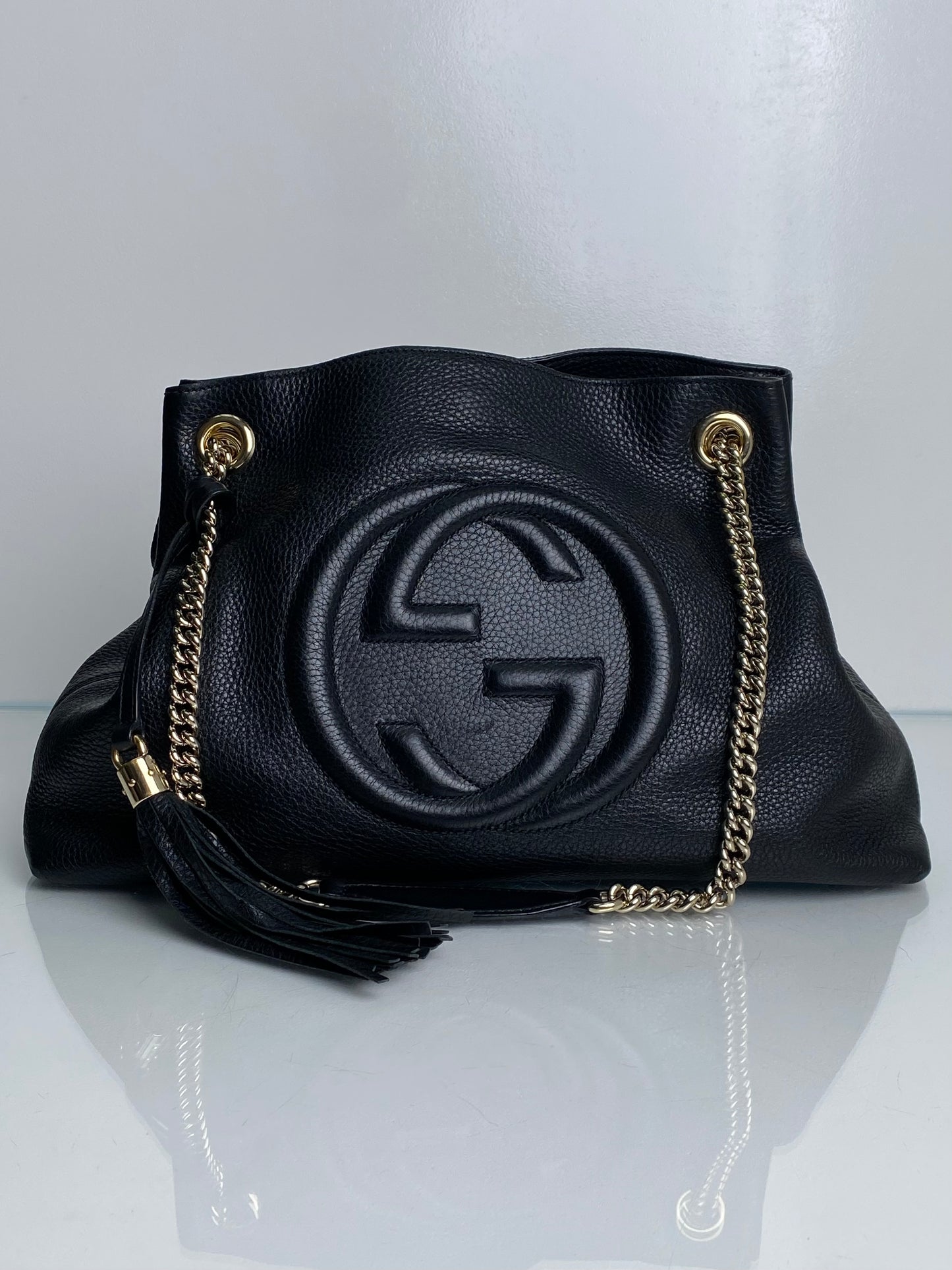 Gucci Black Leather SoHo Shoulder Bag GHW