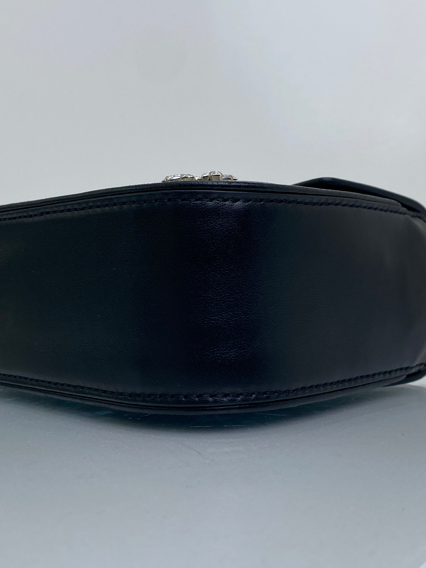 Versace Black Crystal Embellished La Medusa Mini Top Handle Bag SHW
