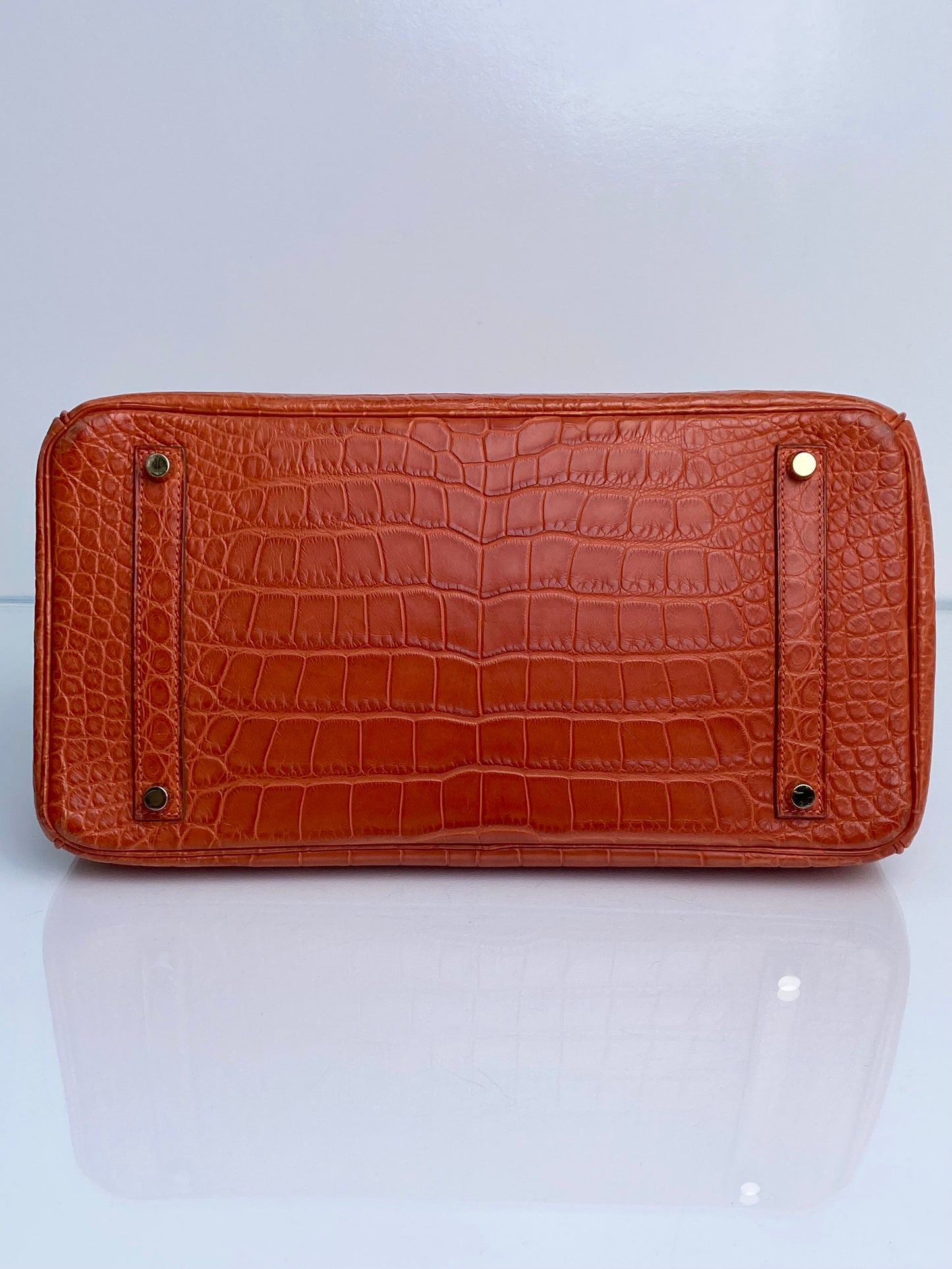 Hermes Birkin 35 Orange Matte Niloticus Croc GHW #O