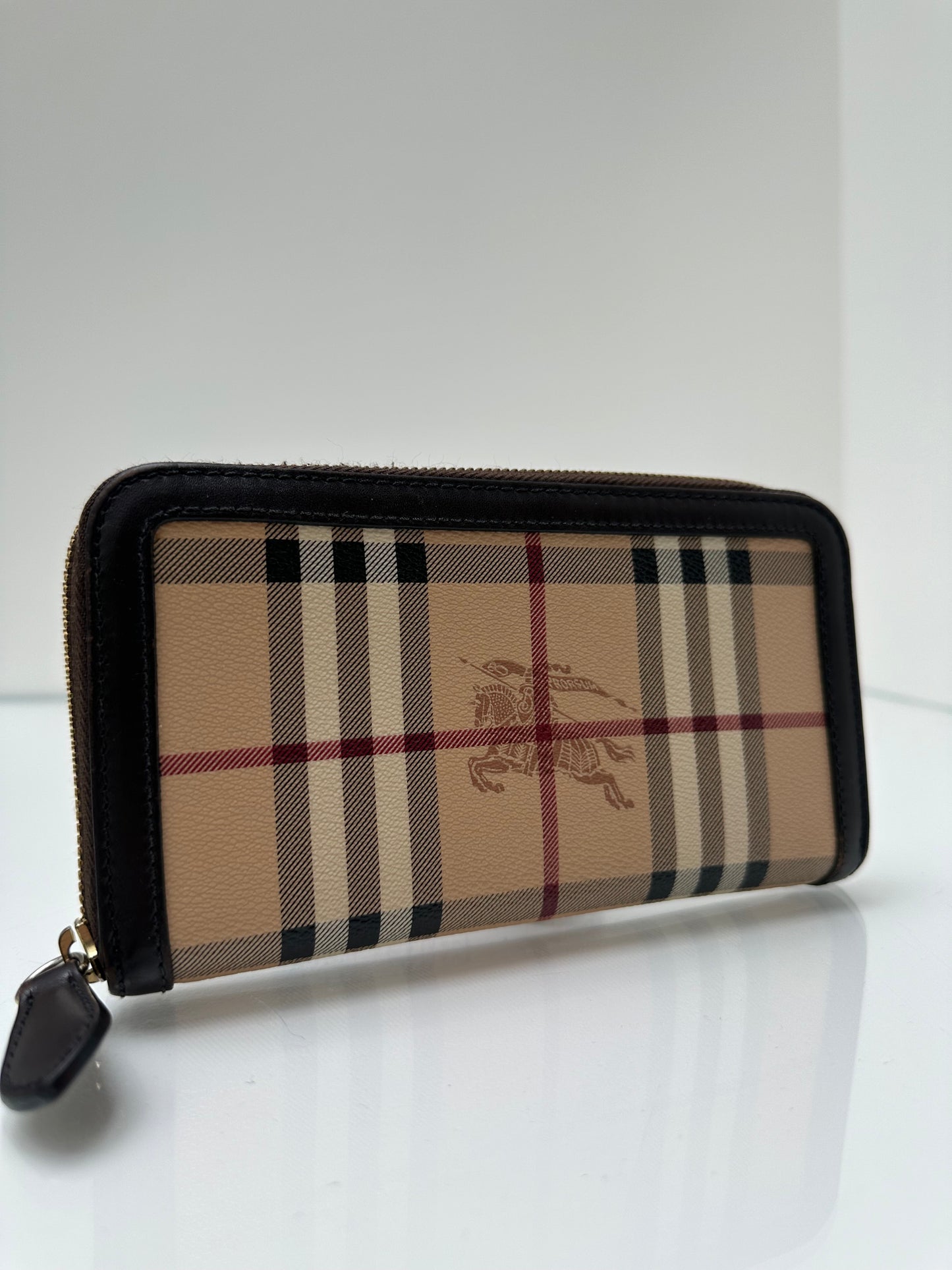 Burberry Tartan & Black Trim Zippy Wallet