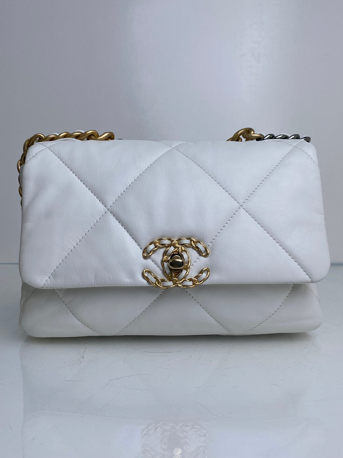 Chanel White Calfskin Small 19 Bag TTHW #30