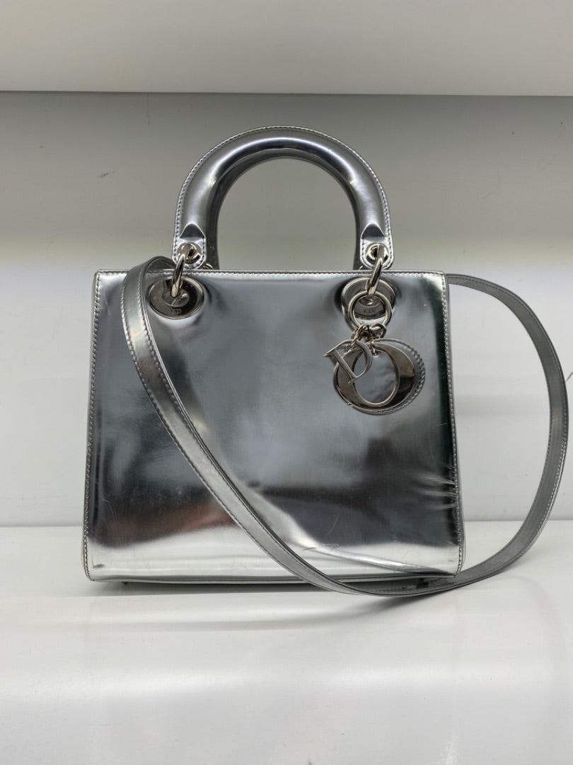 Christian Dior Silver Lady Dior Medium Bag