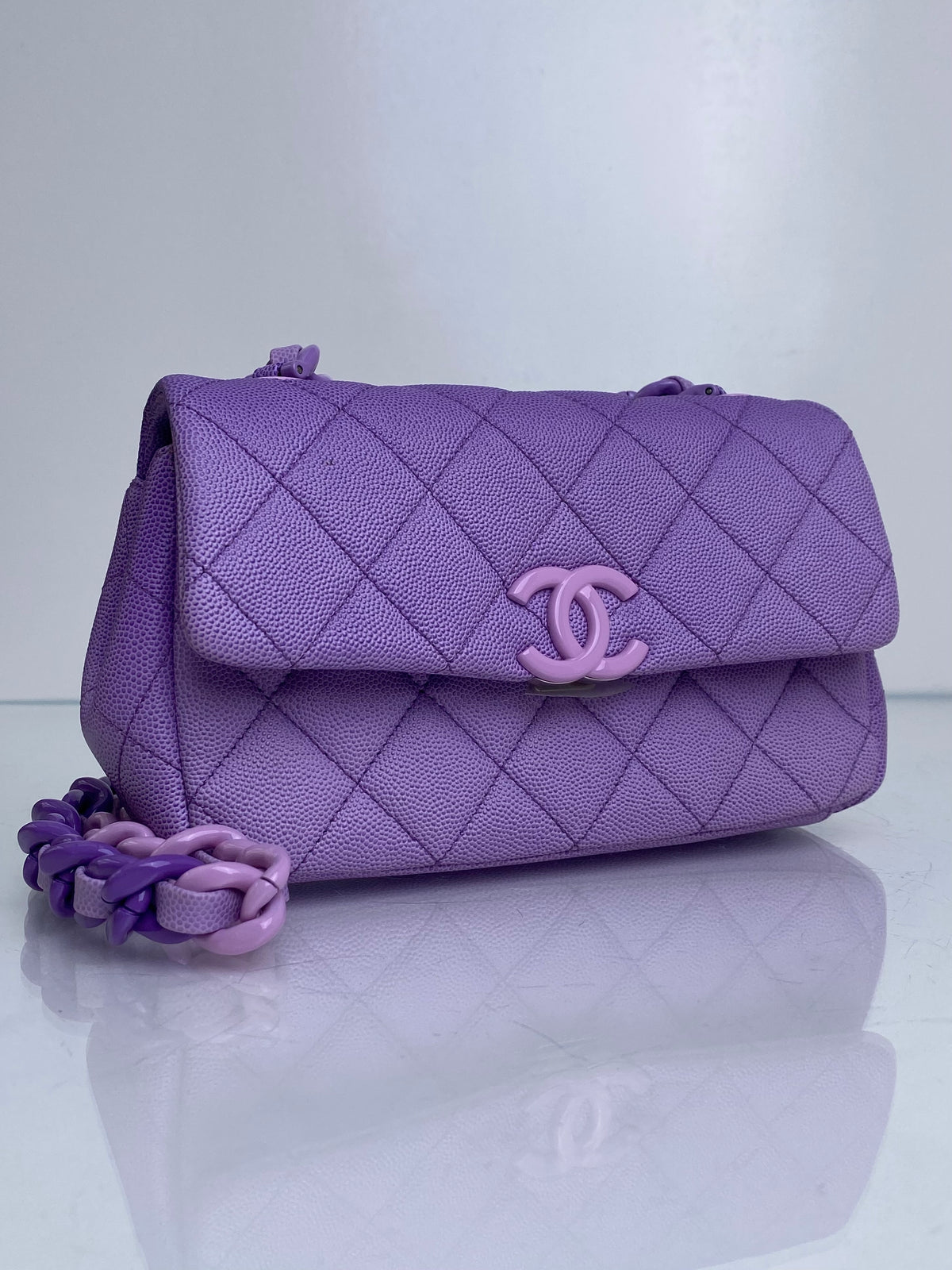 Chanel Mini Purple Ombre Flap Acrylic Chain Bag SHW
