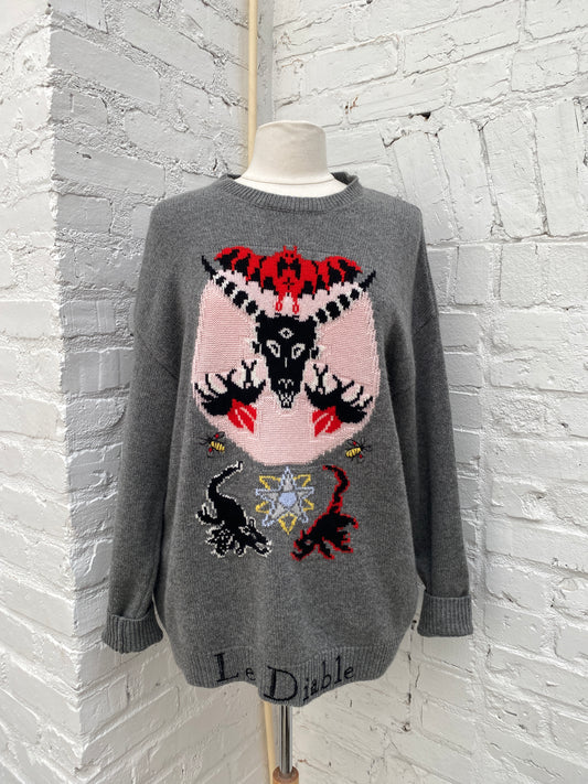 Dior Grey “Le Diable" Cashmere Sweater, 42
